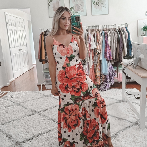 FARM Rio Dresses & Skirts - Farm Rio for anthropologie eyelet floral maxi ruffle dress